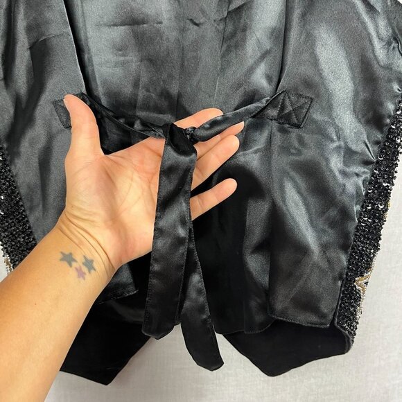 All Over Sequin Bead Vest Women M Stars Vintage 90s Metallic Retro Sparkle 80s - Picture 7 of 14